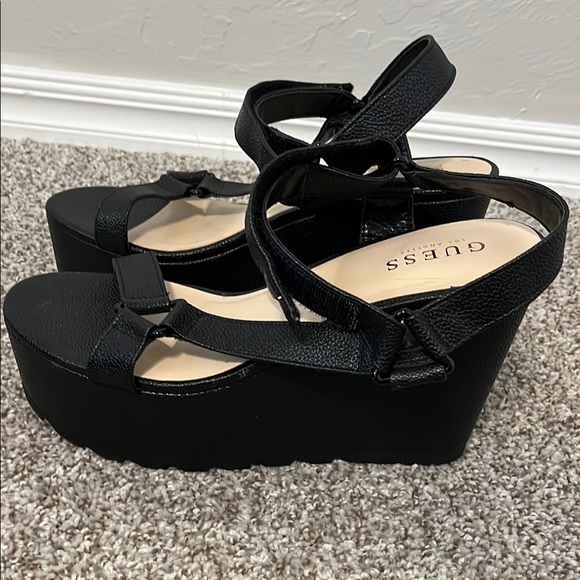 Guess Black Wedge Sandals with Ankle Strap - Picture 7 of 7